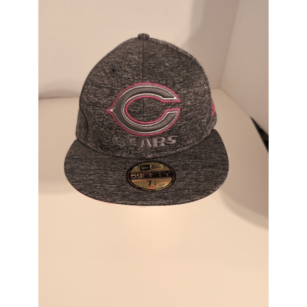 Official Chicago Bears NFL New Era Breast Cancer Fitted Hat 7‎ 1/4 Pink Gray